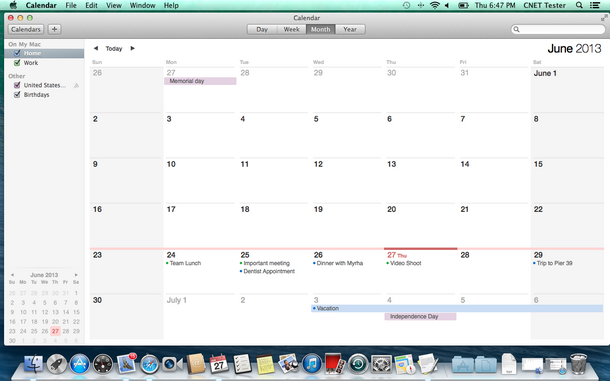 O aplicativo Calendar tem um novo visual clean, com elementos de design que ajudam a concentrar-se na semana em questão.