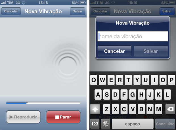 Toque na tela do iPhone para criar vibração personalizada e salve quando terminar (Foto: Lucas da Silva/TechTudo)
